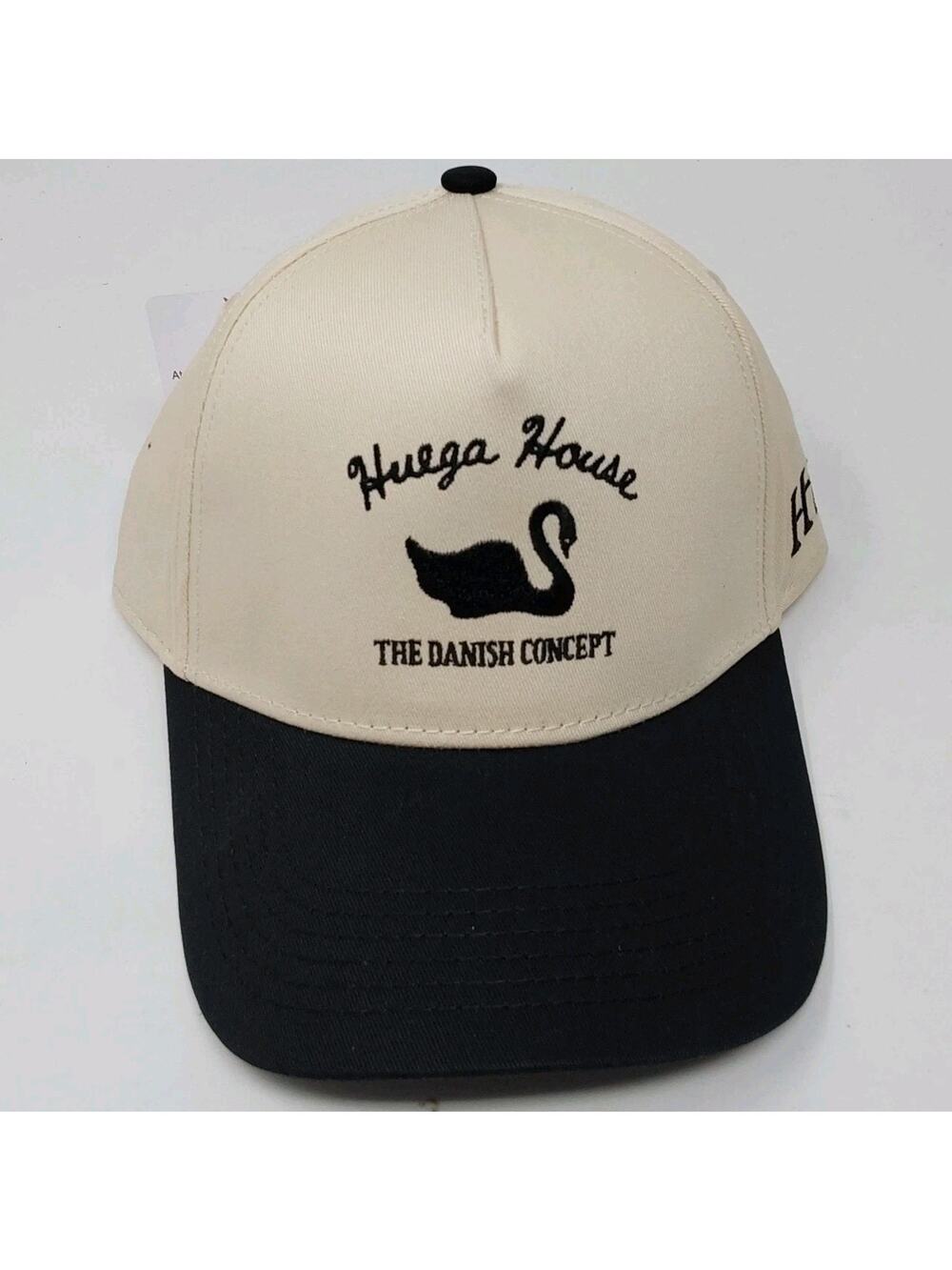 Huega House The Danish Concept Snapback Hat Black Cream Swan Cap NWT